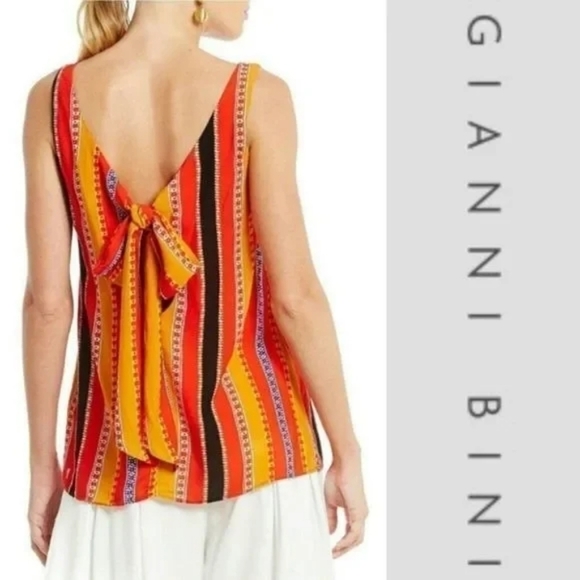 GIANNI BINI Jordan Tie Back Striped Vibrant Color Tank Top - Picture 1 of 13